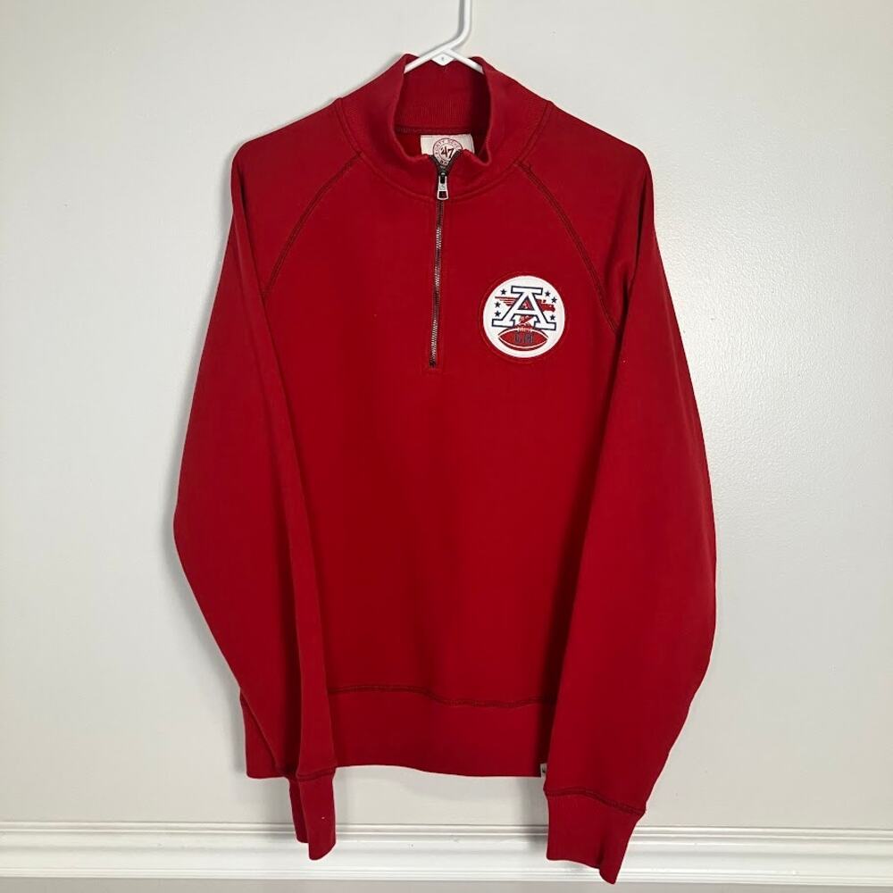 47 Brand NFL AFC Logo Embroidered Patch 1/4 Zip Red Fleece Sweatshirt Size L